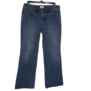 Ann Taylor Loft Womens Jeans Size 6 Flare Leg Blue Denim Stretch Mid Rise Dark
